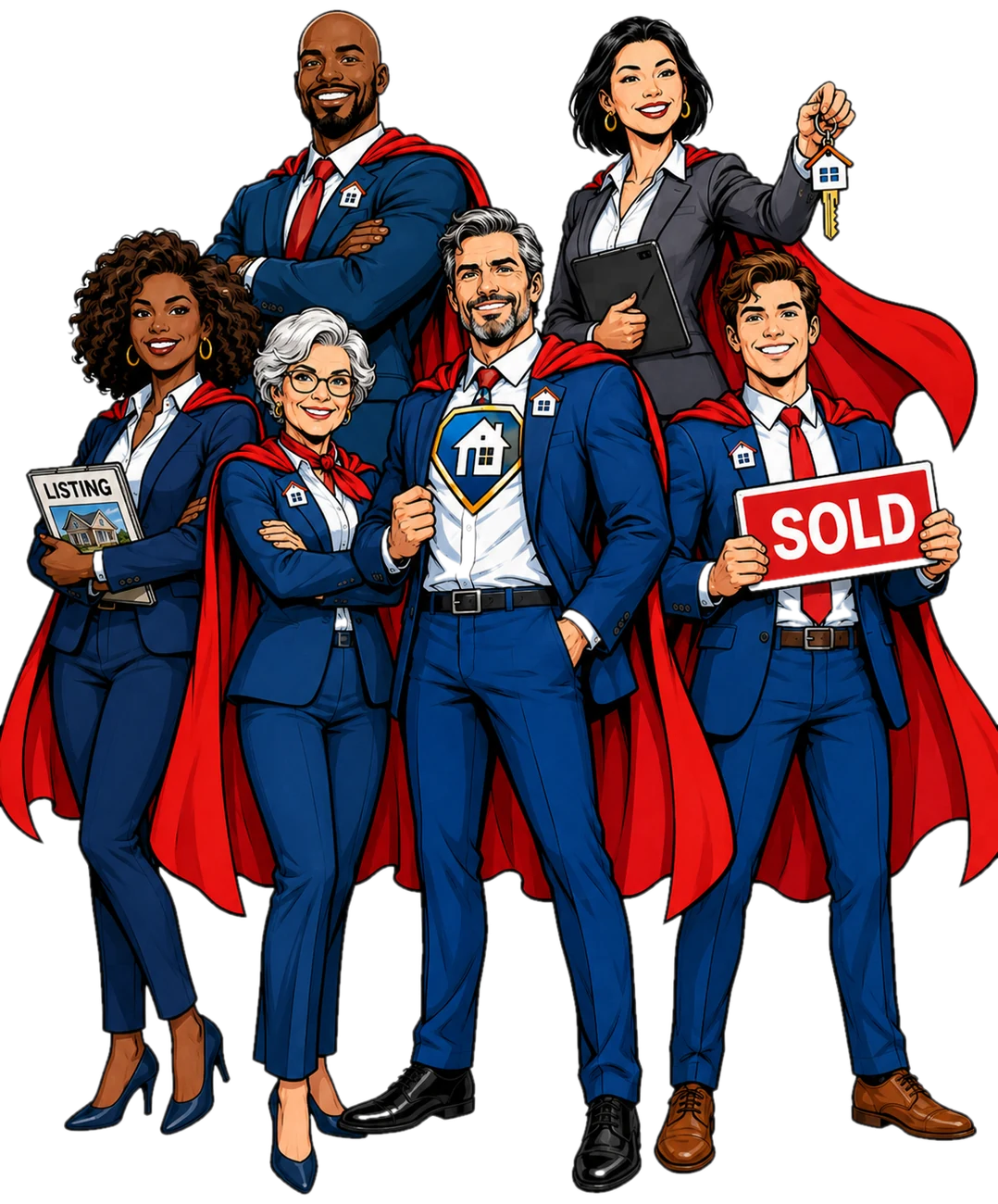 A league of realtor super-agents in capes